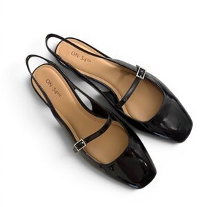 On 34th Macy's Ameliaa Buckled Slingback Black Patent Pumps, NEW! Size 10